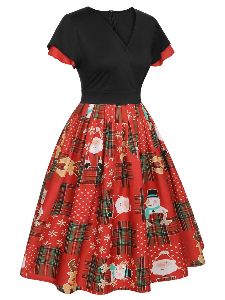 Red 1950s Christmas Plaid Santa Claus Dress