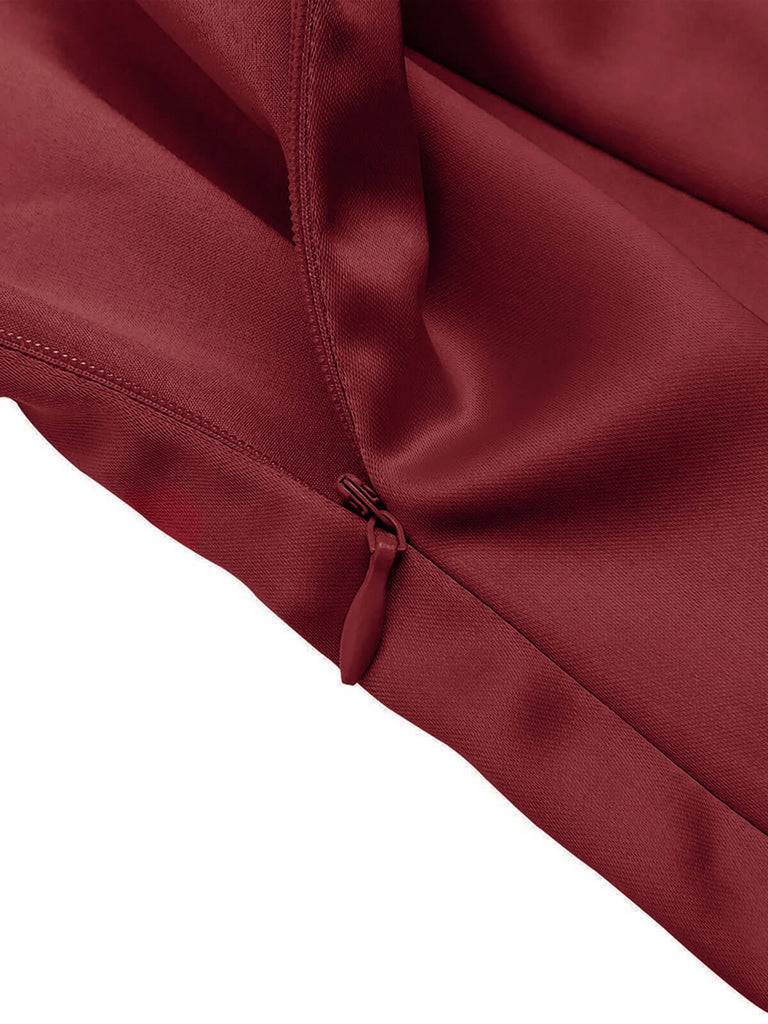 Wine Red 1960s Back Bowknot Pencil Dress