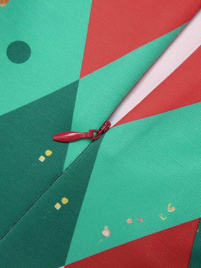 Green 1950s Christmas Plaid Patchwork Dress