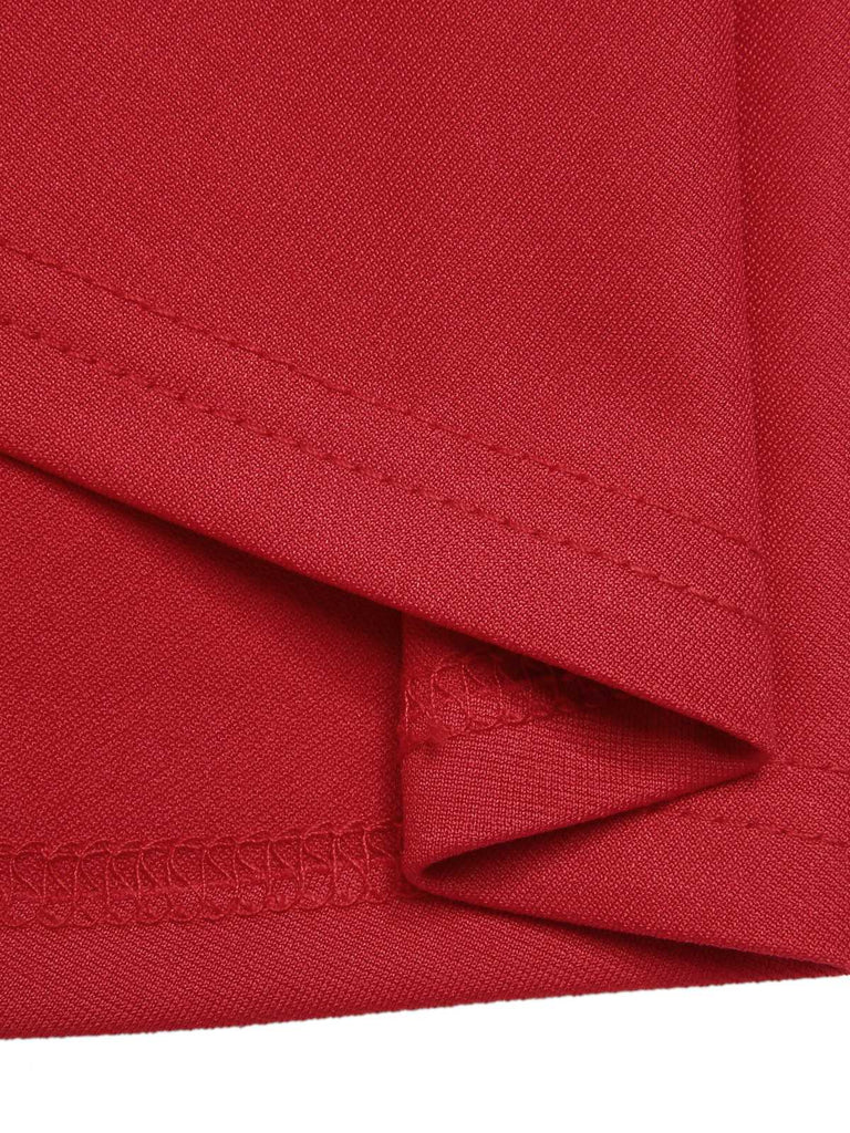 Red 1950s Christmas Plaids Bow Decor Dress