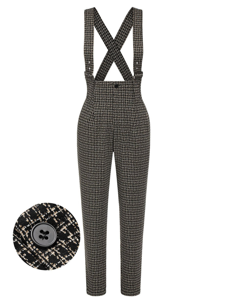 1950s Plaid Pencil Suspender Pants