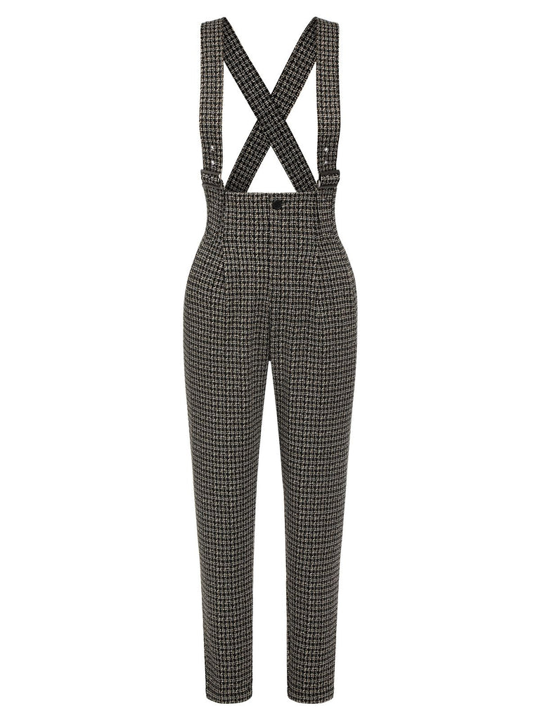 1950s Plaid Pencil Suspender Pants
