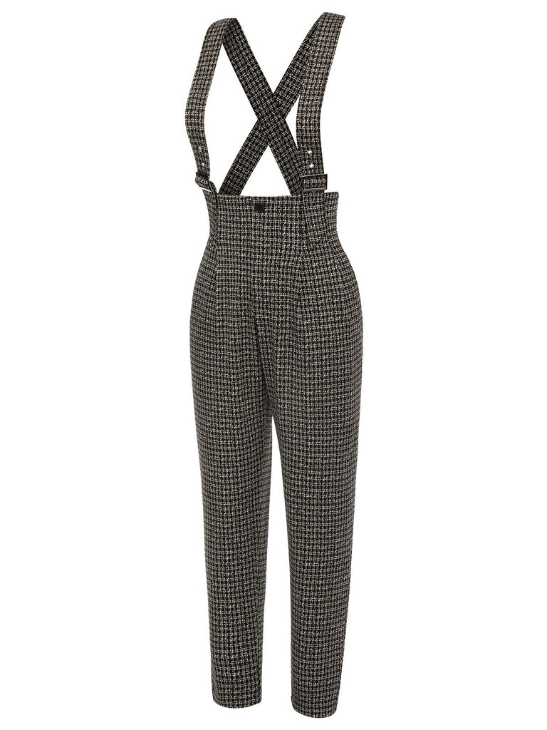 1950s Plaid Pencil Suspender Pants