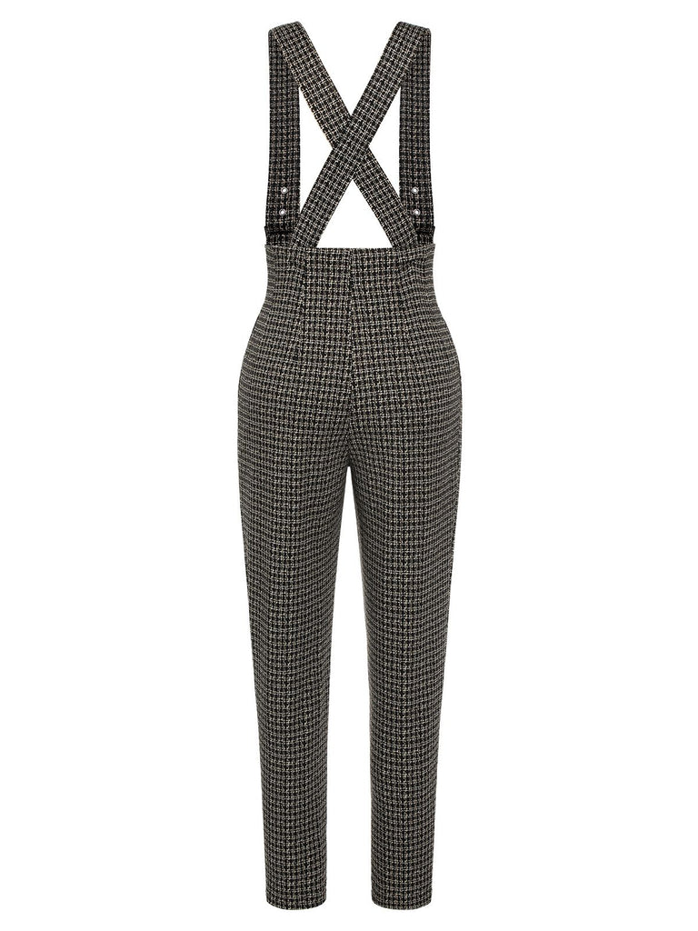 1950s Plaid Pencil Suspender Pants