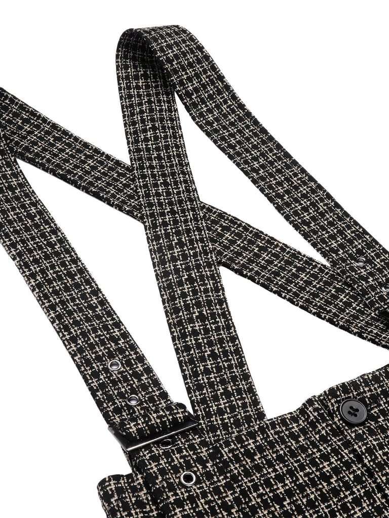 1950s Plaid Pencil Suspender Pants