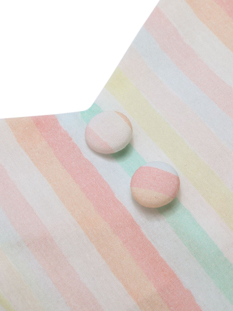 Multicolor 1950s Spaghetti Strap Striped Dress