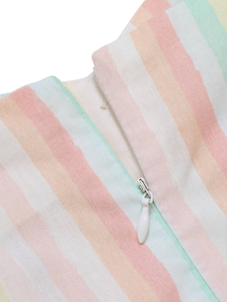 Multicolor 1950s Spaghetti Strap Striped Dress