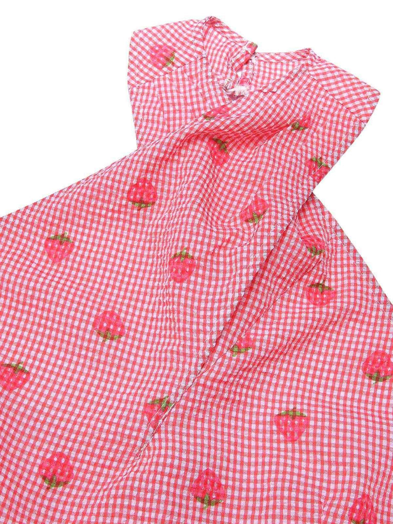 Red 1950s Strawberry Cross Halter Jumpsuit