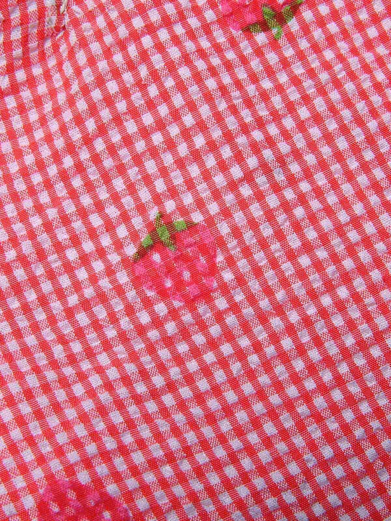 Red 1950s Strawberry Cross Halter Jumpsuit