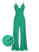 1930s Deep V-Neck Spaghetti Strap Wide-Leg Jumpsuit