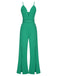 1930s Deep V-Neck Spaghetti Strap Wide-Leg Jumpsuit