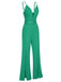 1930s Deep V-Neck Spaghetti Strap Wide-Leg Jumpsuit