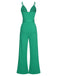 1930s Deep V-Neck Spaghetti Strap Wide-Leg Jumpsuit
