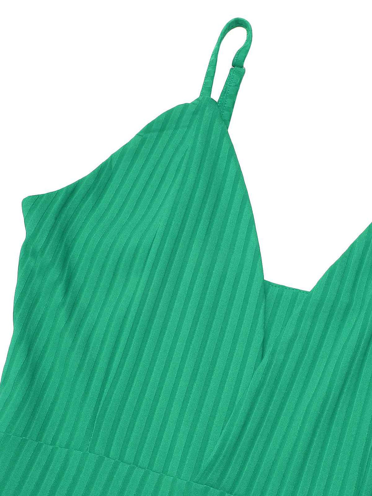 1930s Deep V-Neck Spaghetti Strap Wide-Leg Jumpsuit