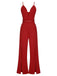 1930s Deep V-Neck Spaghetti Strap Wide-Leg Jumpsuit