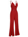 1930s Deep V-Neck Spaghetti Strap Wide-Leg Jumpsuit