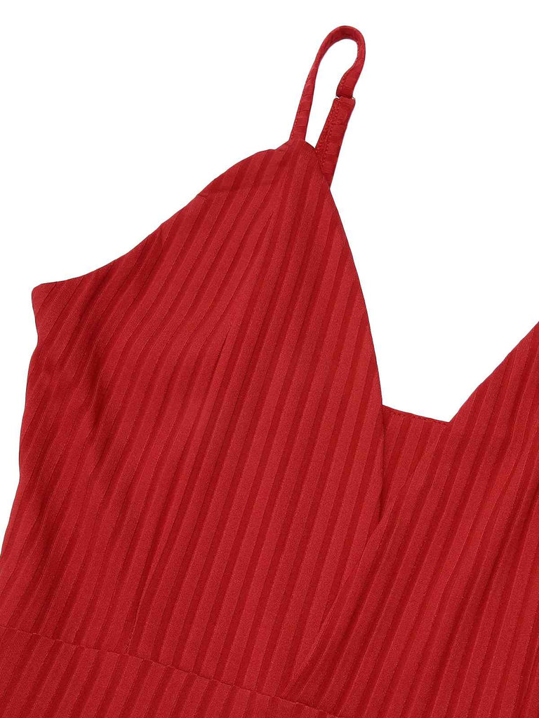 1930s Deep V-Neck Spaghetti Strap Wide-Leg Jumpsuit