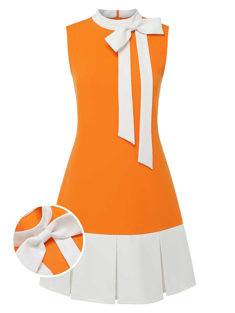 Green 1960s Crew Bowknot Sleeveless Dress