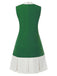Green 1960s Crew Bowknot Sleeveless Dress