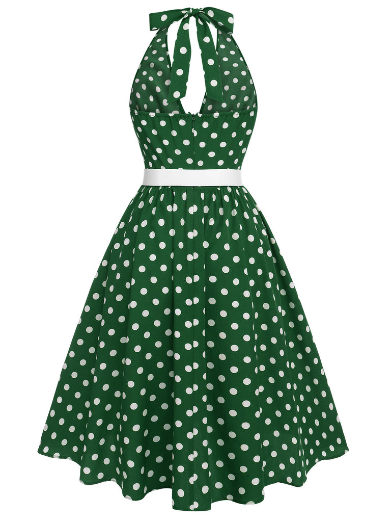 Red 1950s Polka Dot Halter Dress
