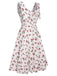 White 1950s Cherry Bow Sweetheart Neck Dress