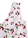 White 1950s Cherry Bow Sweetheart Neck Dress