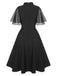 Black 1950s V-Neck Pearl Buttons Dress