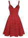Red 1950s Spaghetti Strap Heart Print Dress