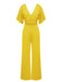 1930s V-Neck Knitted Solid Jumpsuit