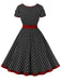 1950s Contrast Polka Dots Buttoned Dress