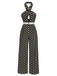 Black 1940s Polka Dots Cross Halter Jumpsuit