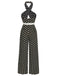Black 1940s Polka Dots Cross Halter Jumpsuit