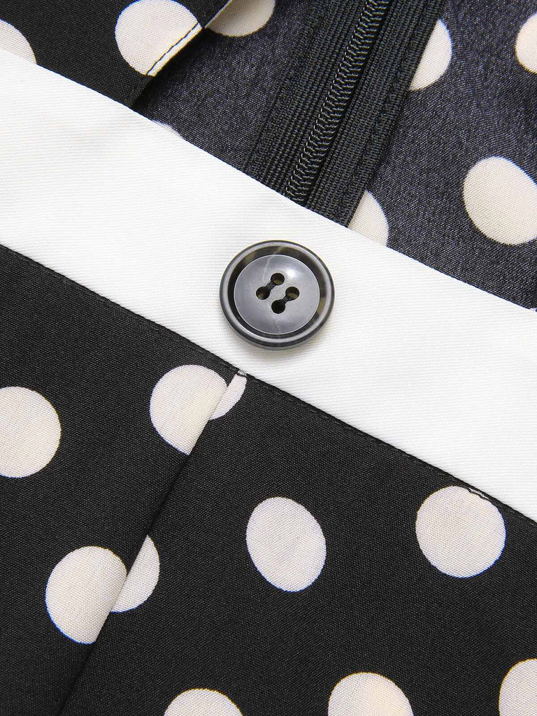 Black 1940s Polka Dots Cross Halter Jumpsuit