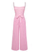 Pink 1950s Gingham Plaid Suspender Jumpsuit