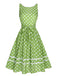 Green 1950s Polka Dot Lace Binding Dress