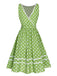 Green 1950s Polka Dot Lace Binding Dress
