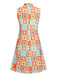 Orange & Blue 1960s Floral Stand Collar Dress