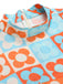 Orange & Blue 1960s Floral Stand Collar Dress
