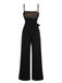 Black 1930s Polka Dots Mesh Spaghetti Straps Jumpsuit