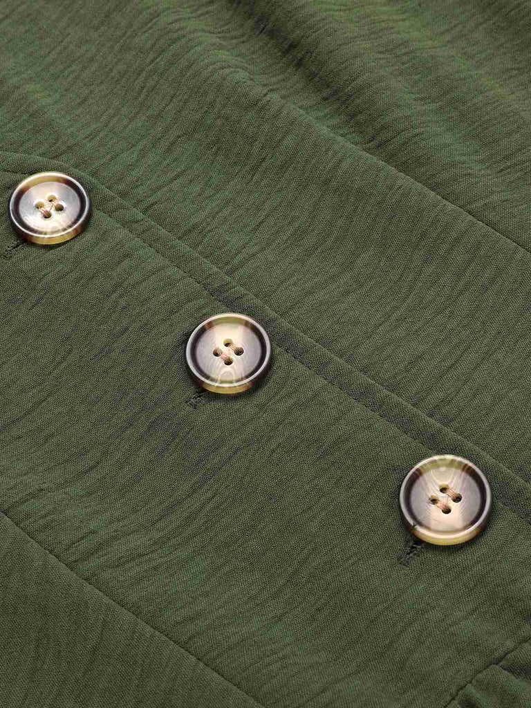 Green 1940s V-Neck Solid Jumpsuit