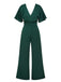 Green 1960s V-Neck High Waist Wide-Leg Jumpsuit