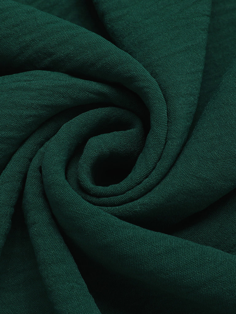 Green 1940s Solid V-Neck Wide-Leg Jumpsuit