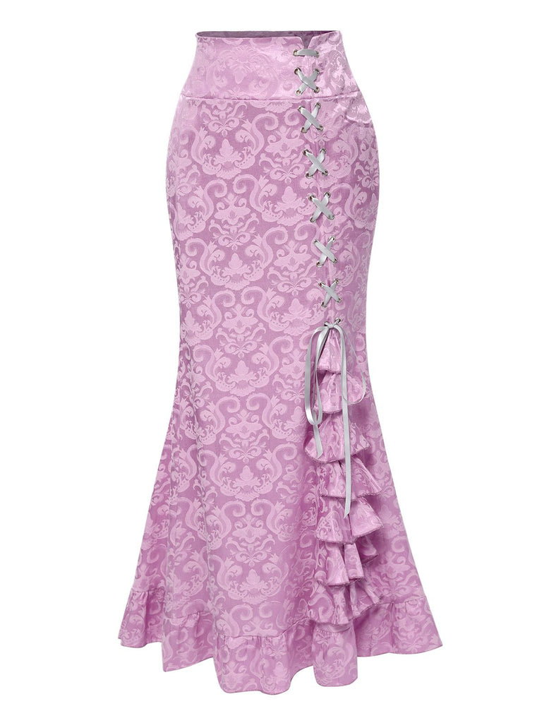 Vintage 1930s Punk Lace-Up Mermaid Skirt