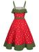 Red 1950s Strawberry Ruffle Belt Dress