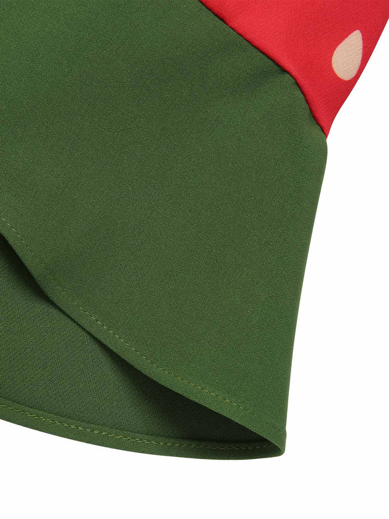 Red 1950s Strawberry Ruffle Belt Dress