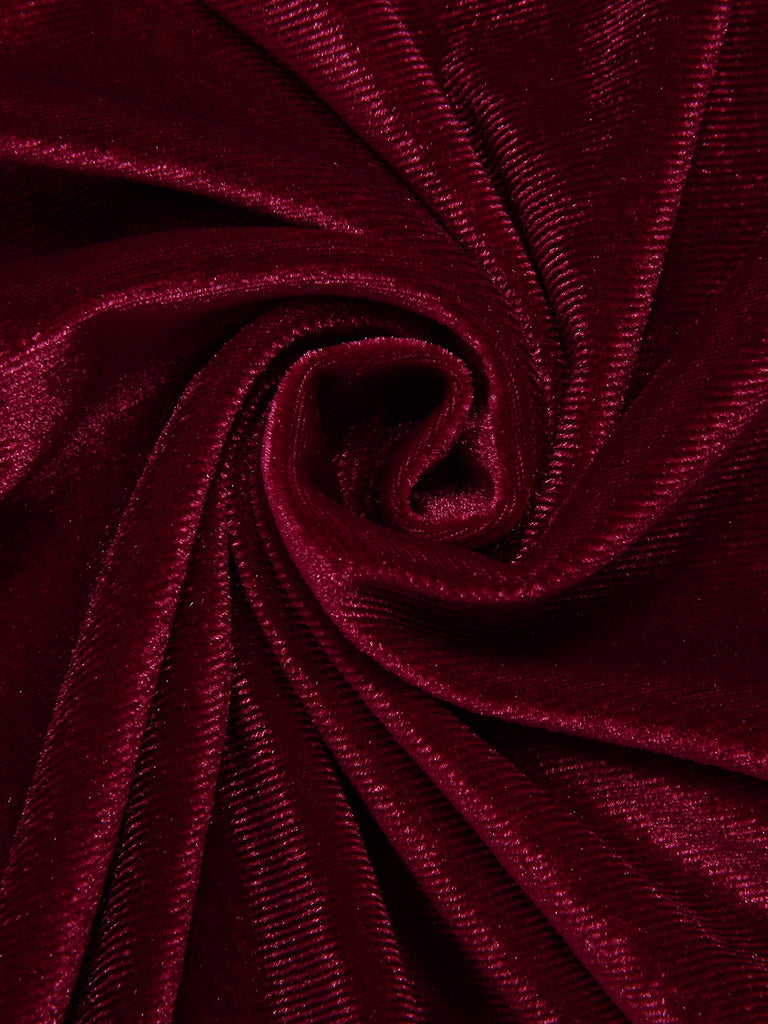 Wine Red 1960s Solid Belt Lantern Dress