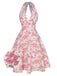 Pink 1950s Floral V-Neck Dress