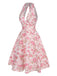 Pink 1950s Floral V-Neck Dress