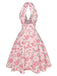 Pink 1950s Floral V-Neck Dress