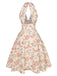 Orange 1950s Floral V-Neck Dress